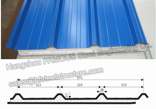 Techumbre aislada EPS del panel de bocadillo de la casa de los paneles de bocadillo del metal